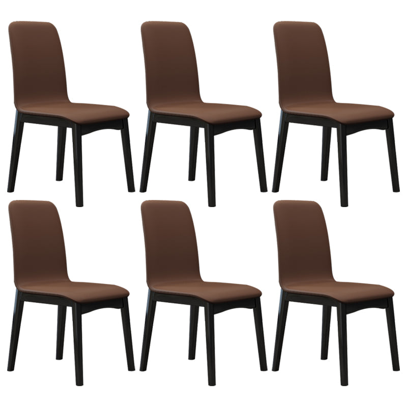 Industrial Rubberwood Solid Back Chair Matte Finish Upholstered Dining Chair with Black Legs