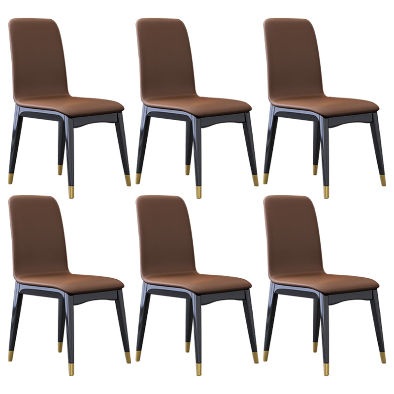Industrial Rubberwood Solid Back Chair Matte Finish Upholstered Dining Chair with Black Legs