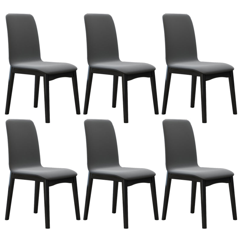 Industrial Rubberwood Solid Back Chair Matte Finish Upholstered Dining Chair with Black Legs