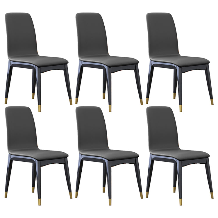 Industrial Rubberwood Solid Back Chair Matte Finish Upholstered Dining Chair with Black Legs