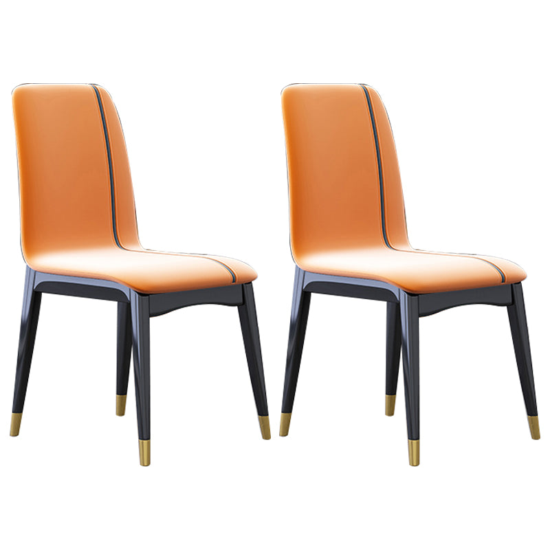 Industrial Rubberwood Solid Back Chair Matte Finish Upholstered Dining Chair with Black Legs