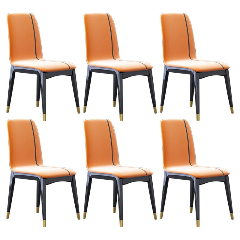 Industrial Rubberwood Solid Back Chair Matte Finish Upholstered Dining Chair with Black Legs