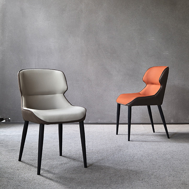 Contemporary Metal Dining Room Chairs Wingback Armless Chair for Home Use
