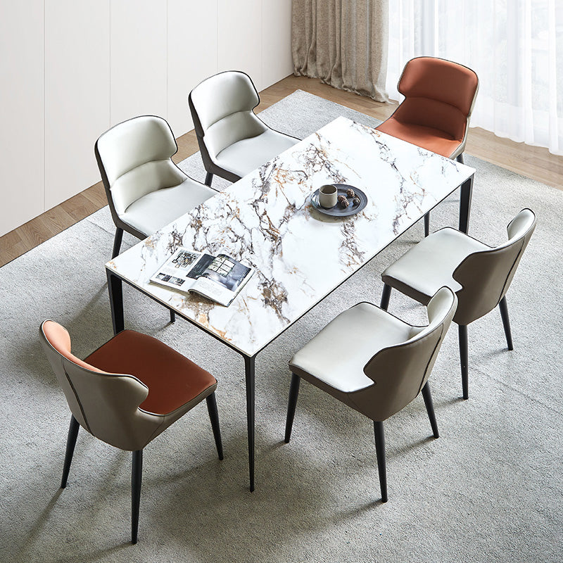 Contemporary Metal Dining Room Chairs Wingback Armless Chair for Home Use