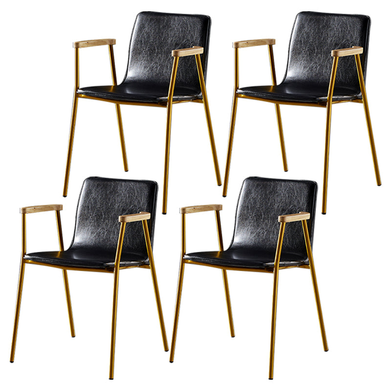 Industrial Style Leather Dining Side Chairs Solid Back Armless Chairs for Home Use