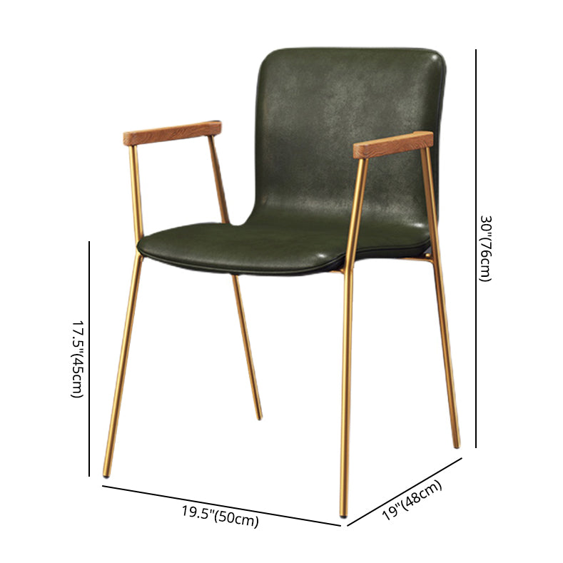 Industrial Style Leather Dining Side Chairs Solid Back Armless Chairs for Home Use
