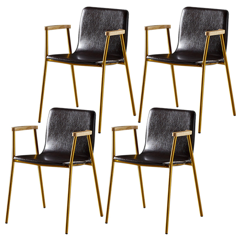 Industrial Style Leather Dining Side Chairs Solid Back Armless Chairs for Home Use