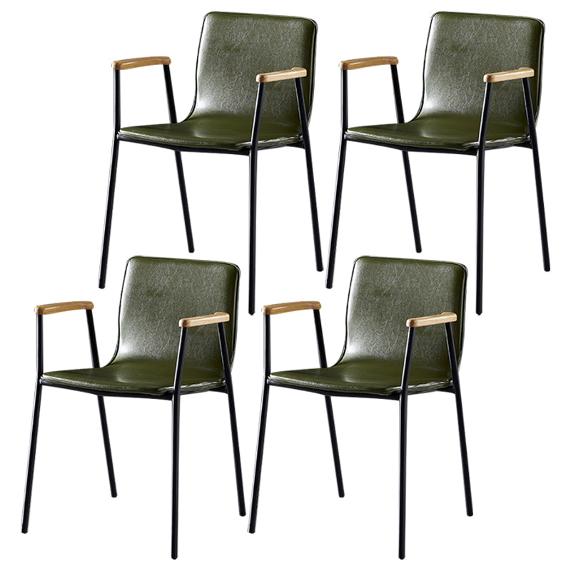 Industrial Style Leather Dining Side Chairs Solid Back Armless Chairs for Home Use