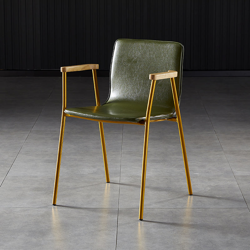 Industrial Style Leather Dining Side Chairs Solid Back Armless Chairs for Home Use
