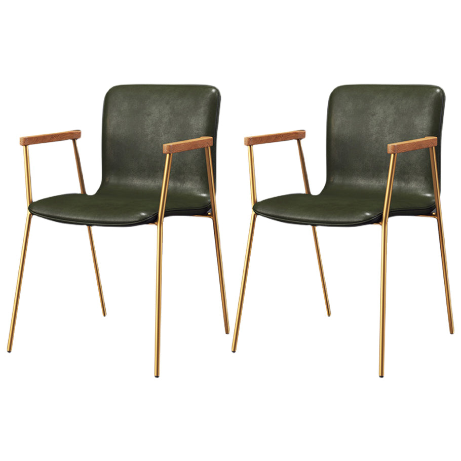 Industrial Style Leather Dining Side Chairs Solid Back Armless Chairs for Home Use