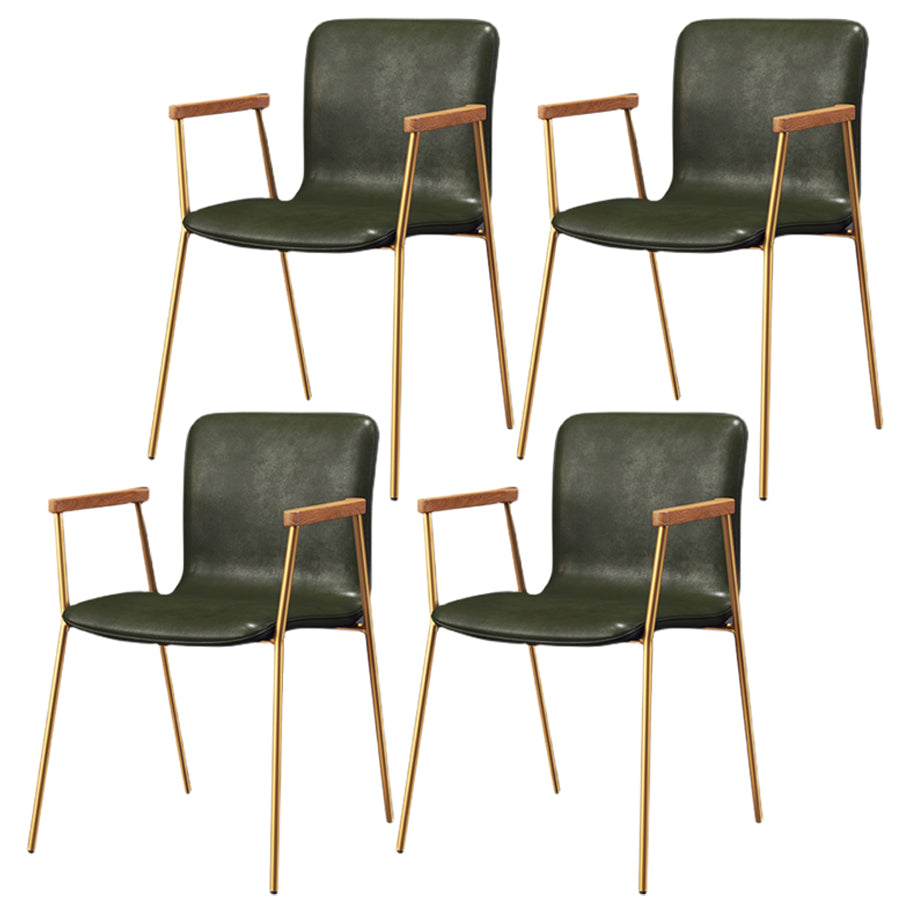 Industrial Style Leather Dining Side Chairs Solid Back Armless Chairs for Home Use