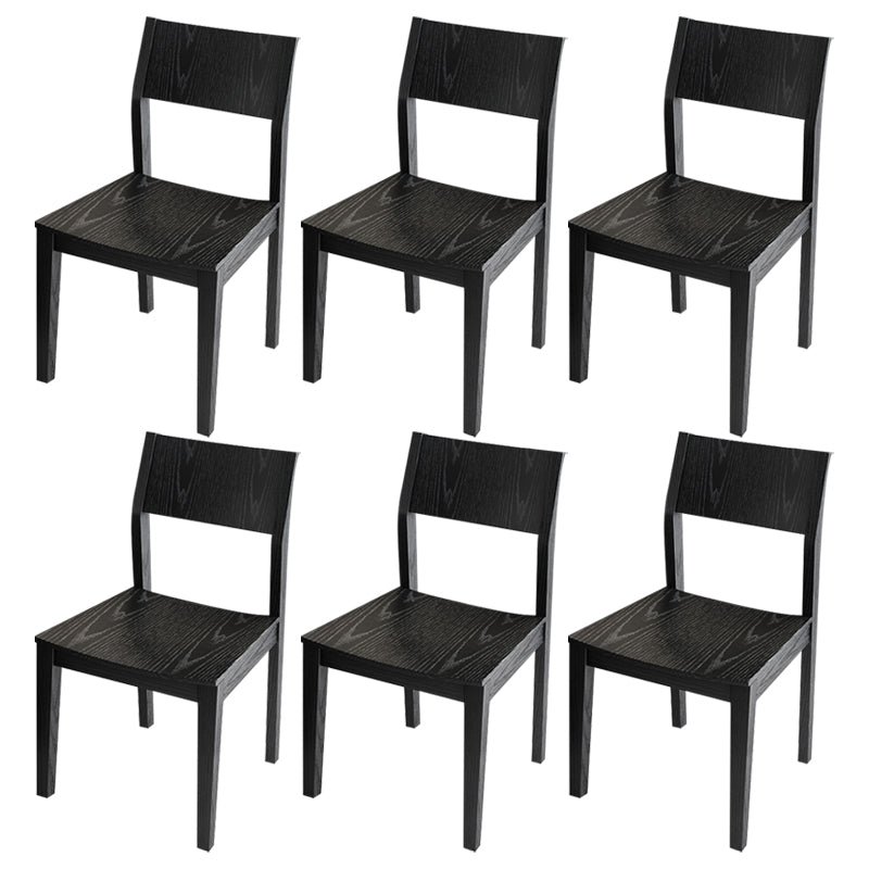 Wood Industrial Restaurant Side Chair Open Back Dining Chair with Black Legs