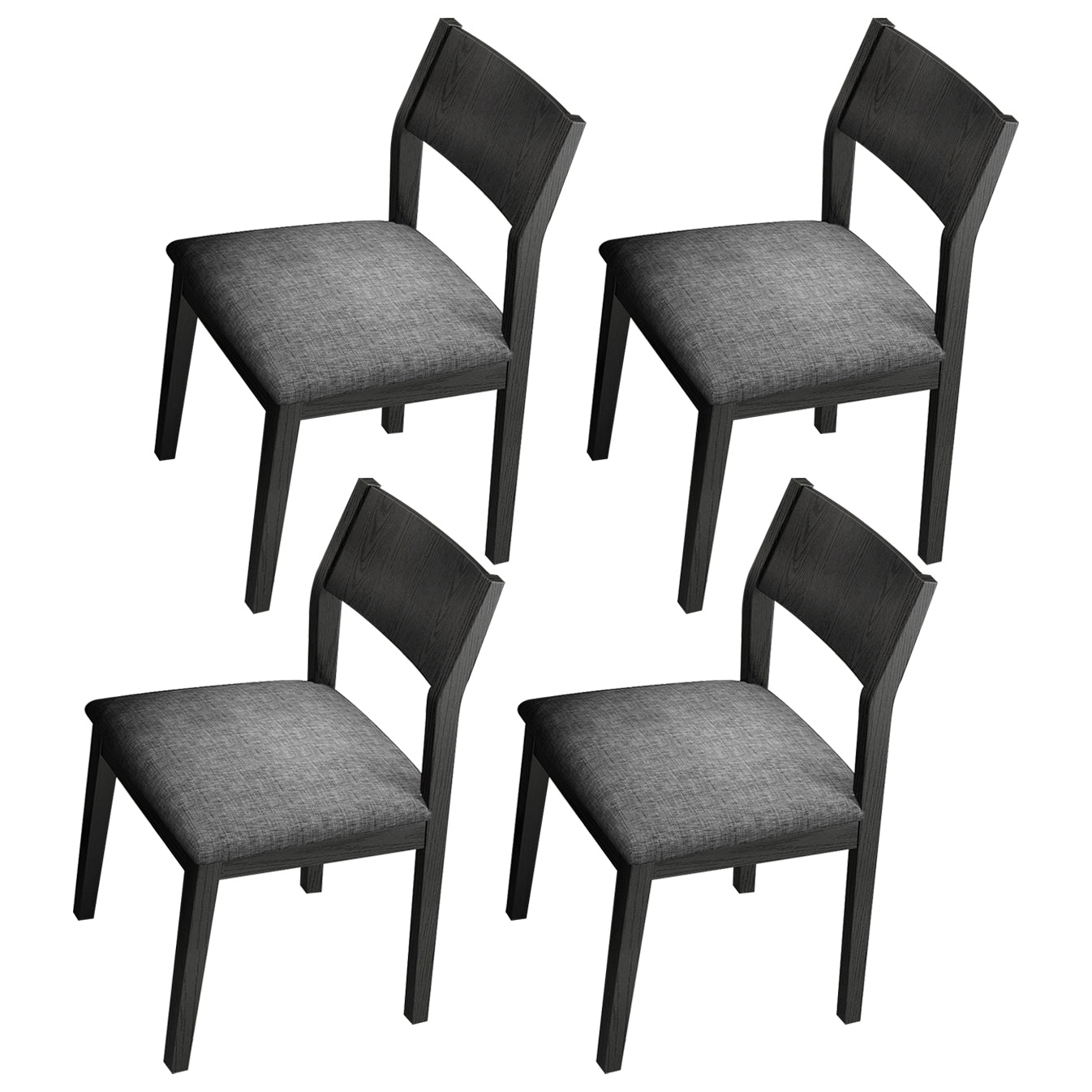 Wood Industrial Restaurant Side Chair Open Back Dining Chair with Black Legs
