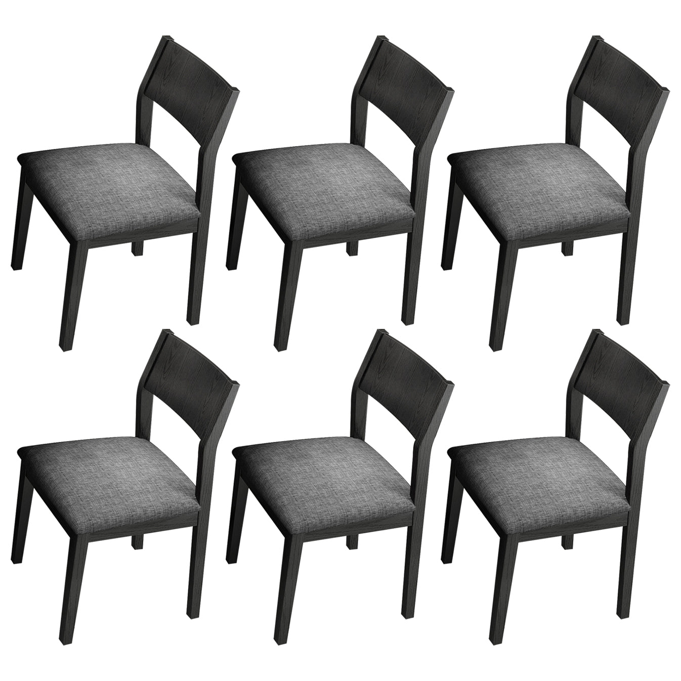 Wood Industrial Restaurant Side Chair Open Back Dining Chair with Black Legs