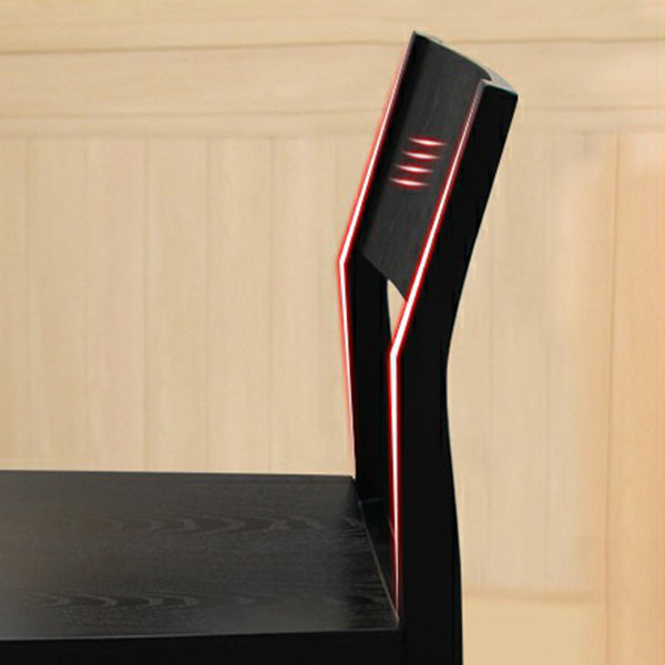 Wood Industrial Restaurant Side Chair Open Back Dining Chair with Black Legs