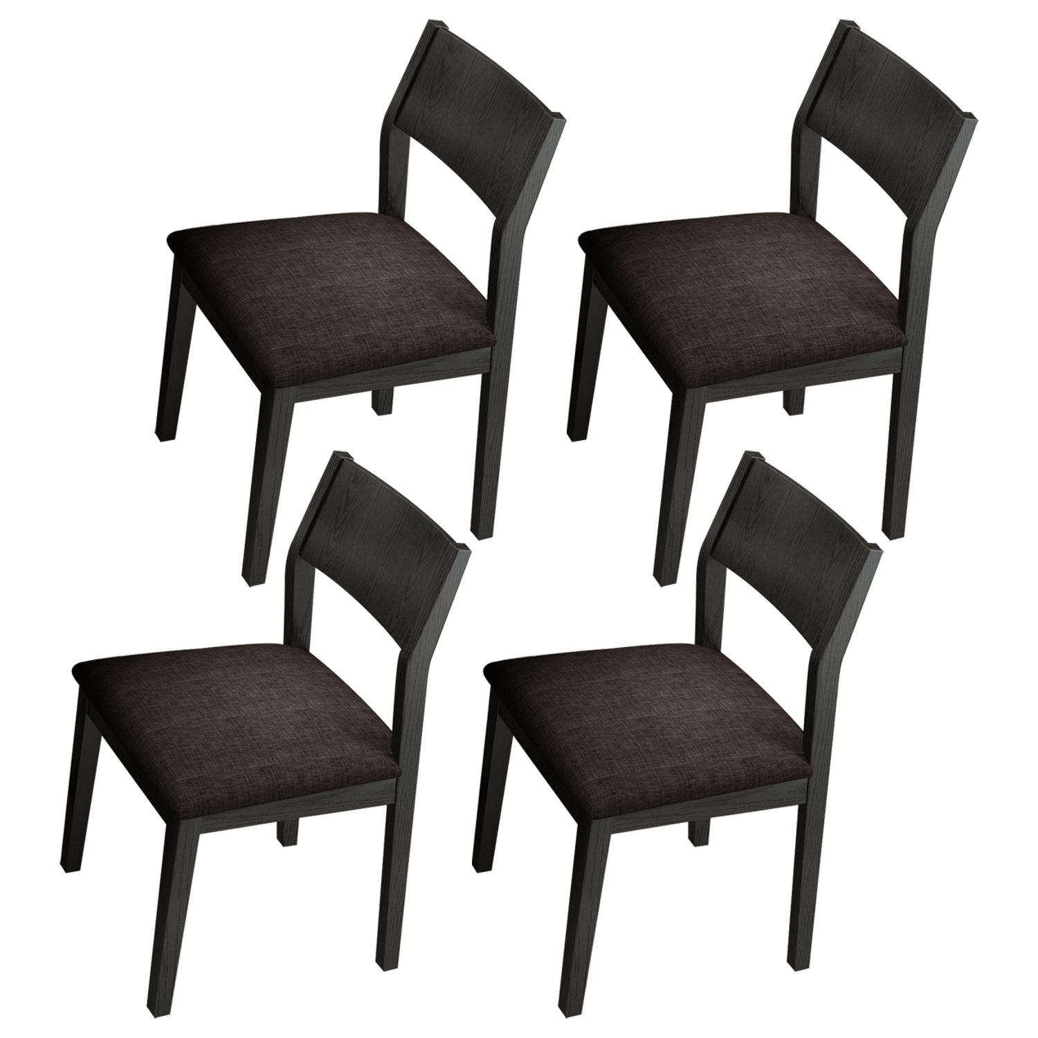Wood Industrial Restaurant Side Chair Open Back Dining Chair with Black Legs
