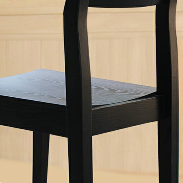 Wood Industrial Restaurant Side Chair Open Back Dining Chair with Black Legs
