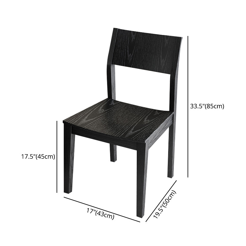 Wood Industrial Restaurant Side Chair Open Back Dining Chair with Black Legs