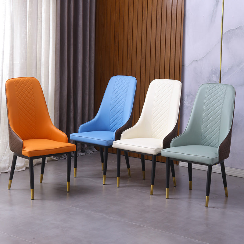 Minimalist Style Upholstered Side Chair Leather Dining Armless Chair for Home Use