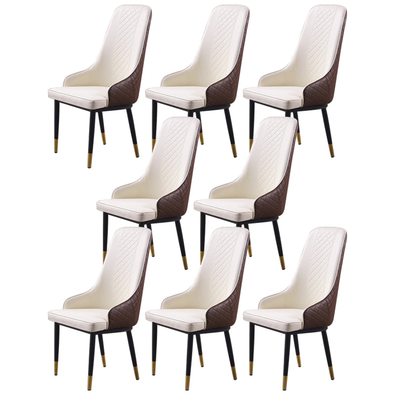Minimalist Style Upholstered Side Chair Leather Dining Armless Chair for Home Use