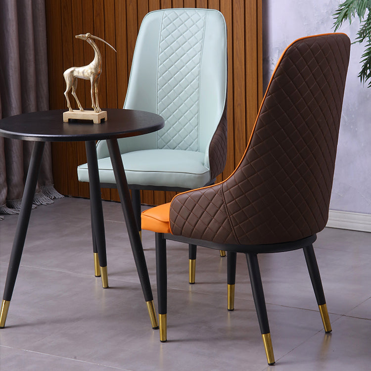 Minimalist Style Upholstered Side Chair Leather Dining Armless Chair for Home Use