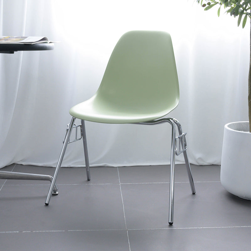 Minimalist Style Solid Back Plastic Chair for Home Use Stackable Armless Side Chair