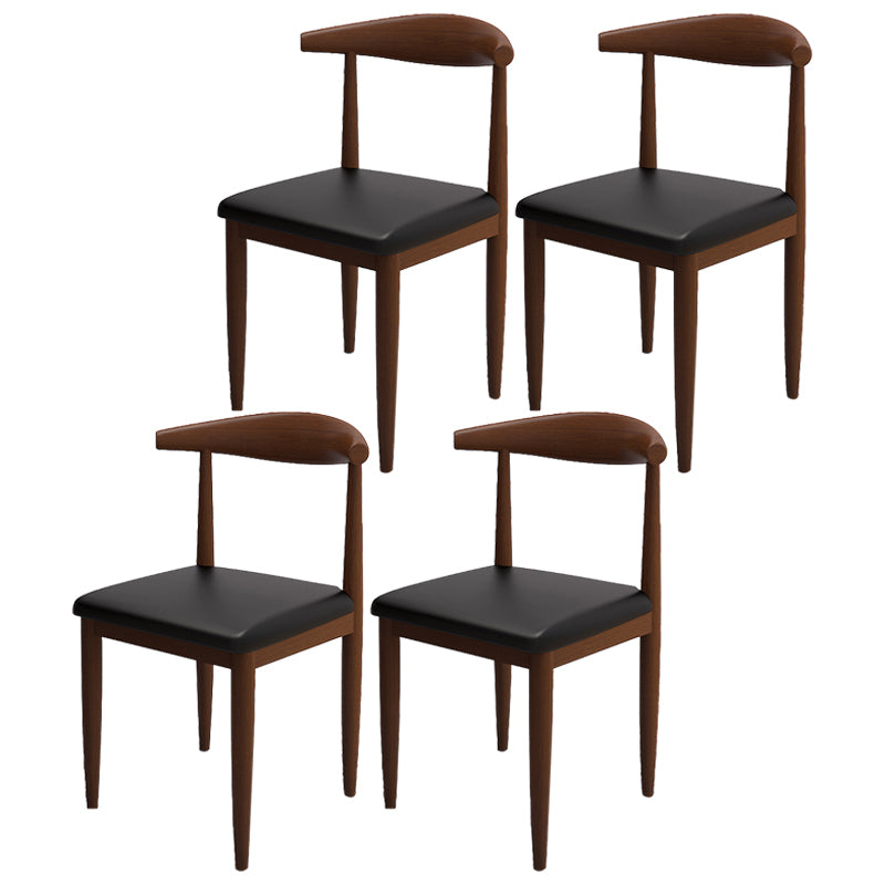 Contemporary Style Metal Chair Set Kitchen Dining Open Back Side Chairs