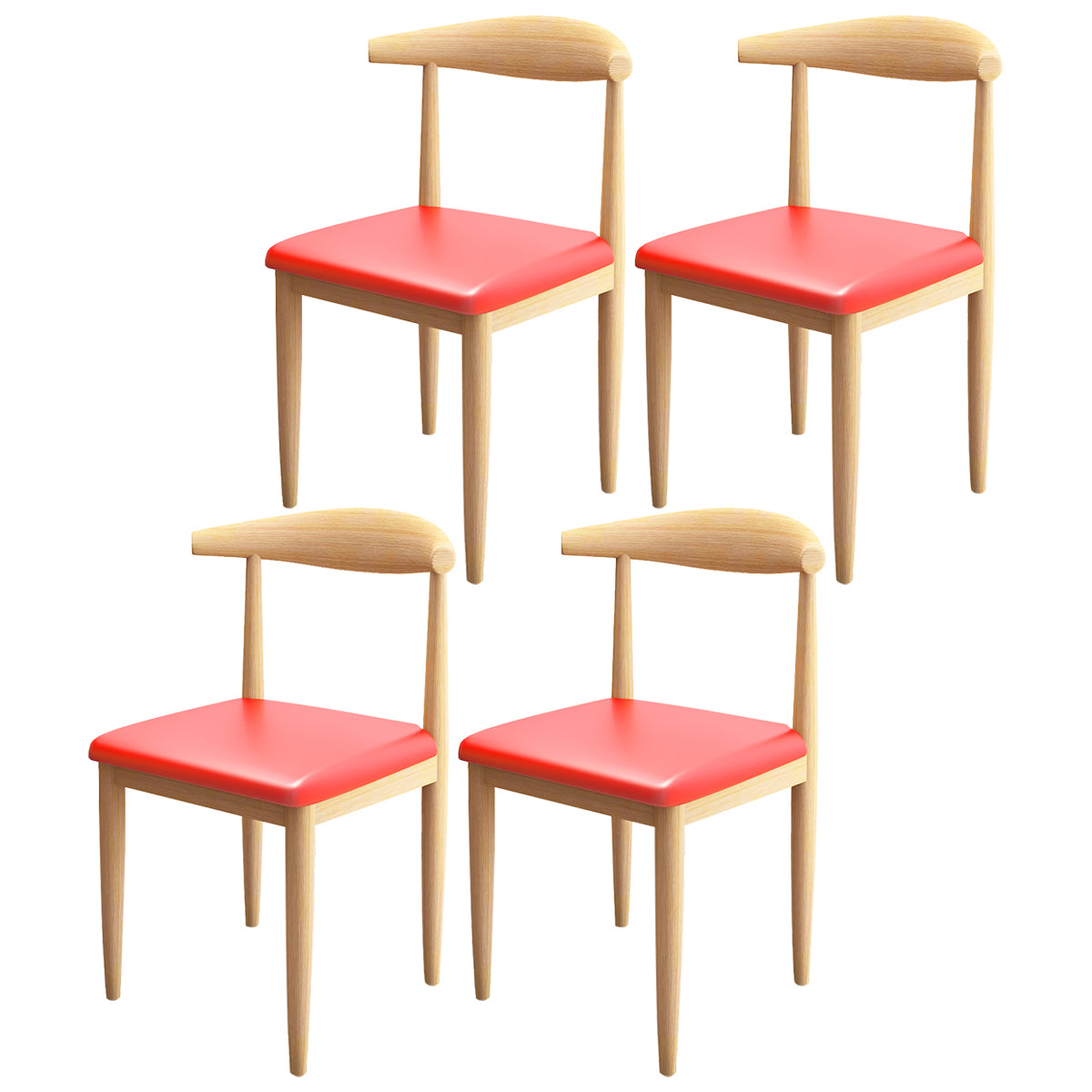 Contemporary Style Metal Chair Set Kitchen Dining Open Back Side Chairs
