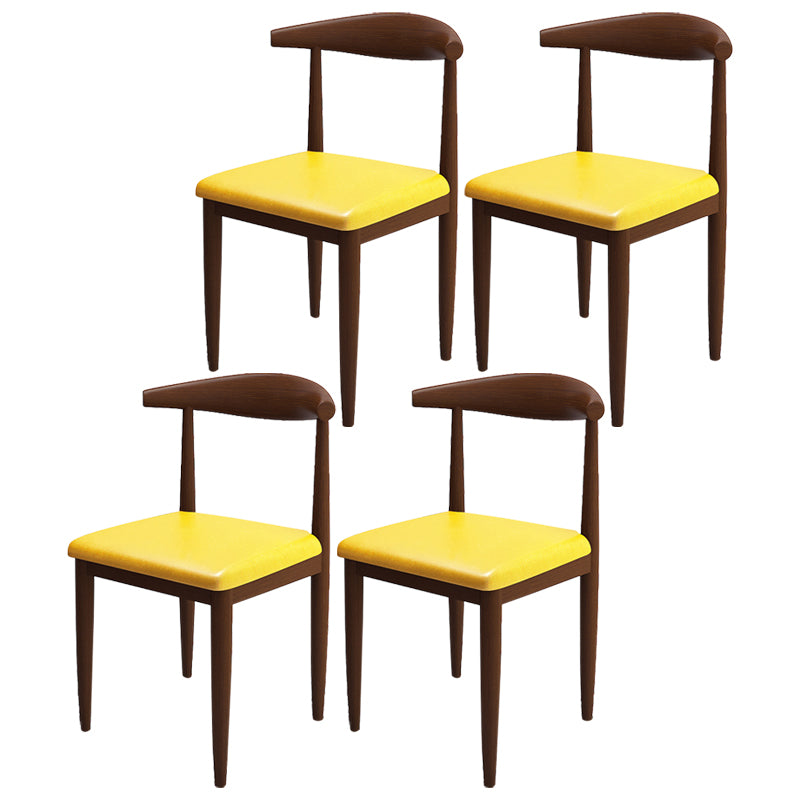 Contemporary Style Metal Chair Set Kitchen Dining Open Back Side Chairs
