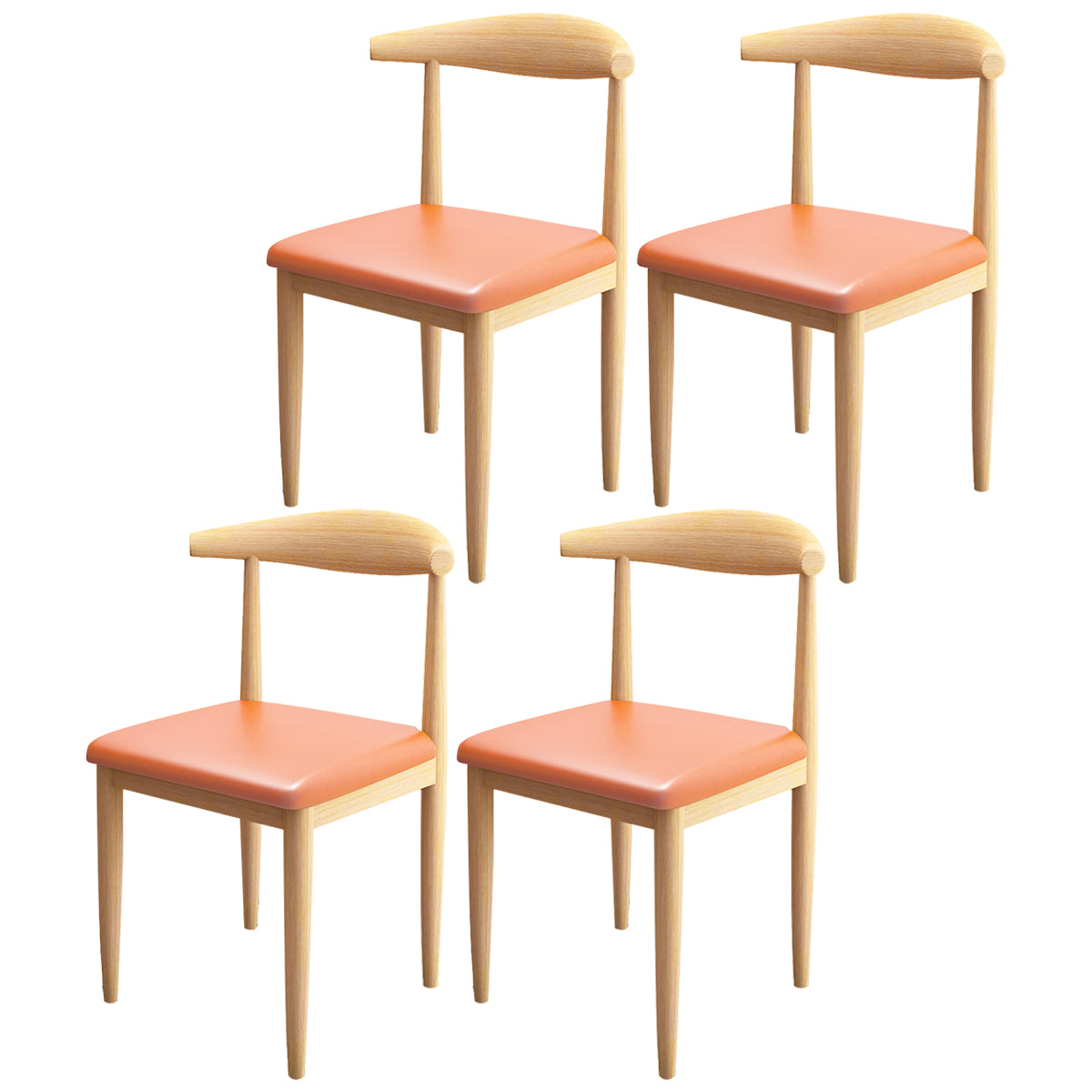 Contemporary Style Metal Chair Set Kitchen Dining Open Back Side Chairs