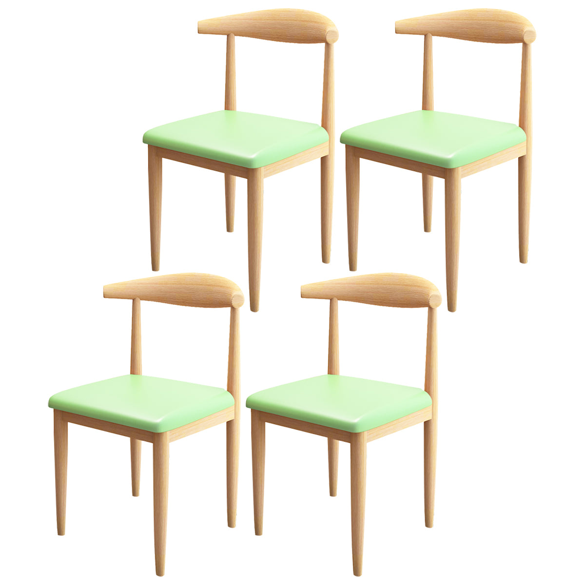 Contemporary Style Metal Chair Set Kitchen Dining Open Back Side Chairs