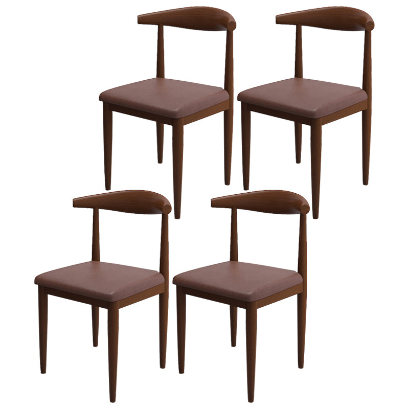 Contemporary Style Metal Chair Set Kitchen Dining Open Back Side Chairs