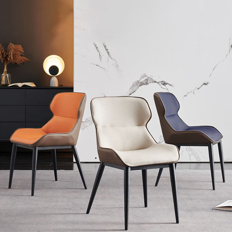 Modern Metal Indoor-Outdoor Chair Dining Room Wingback Parsons Armless Chair