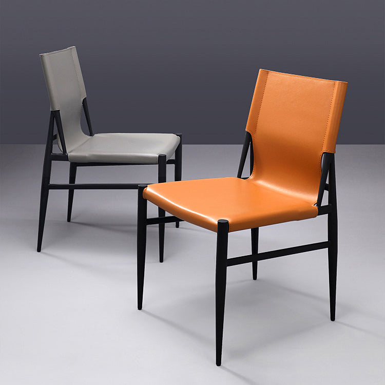 Contemporary Style Leather Dining Chair Solid Back Armless Chairs for Home