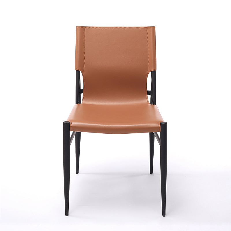 Contemporary Style Leather Dining Chair Solid Back Armless Chairs for Home