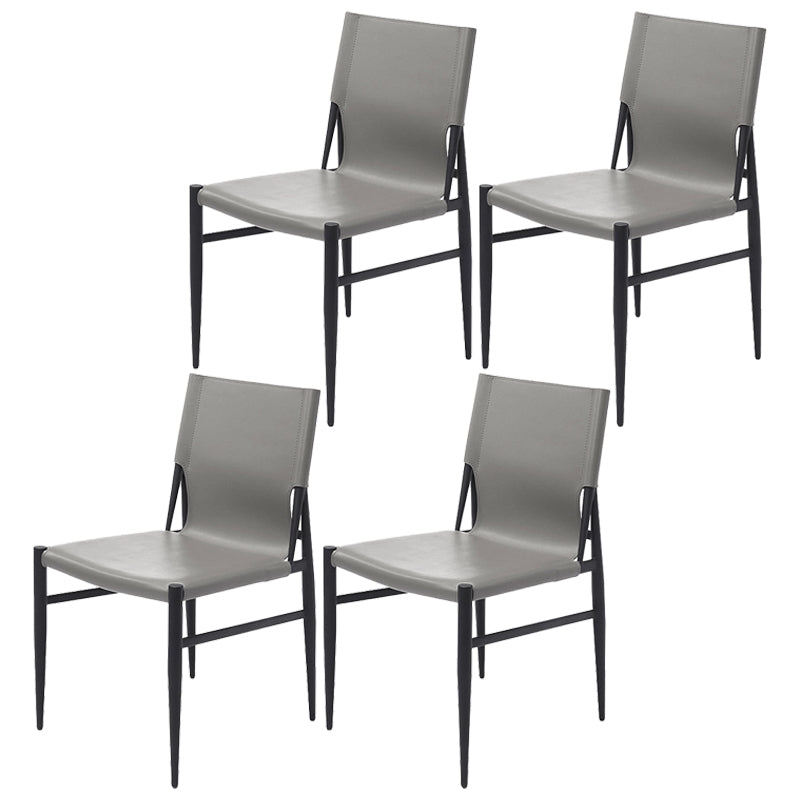 Contemporary Style Leather Dining Chair Solid Back Armless Chairs for Home