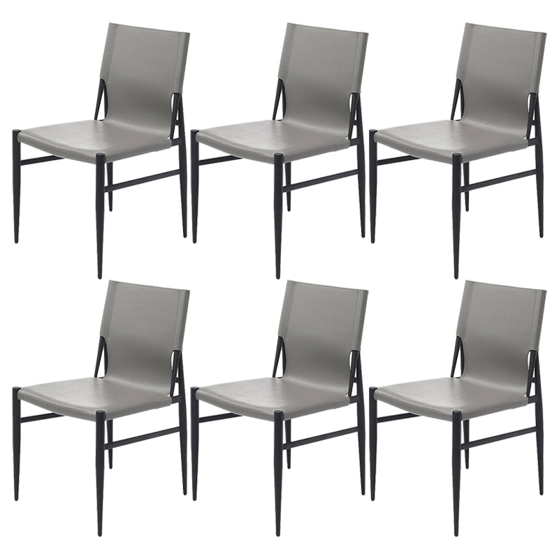 Contemporary Style Leather Dining Chair Solid Back Armless Chairs for Home