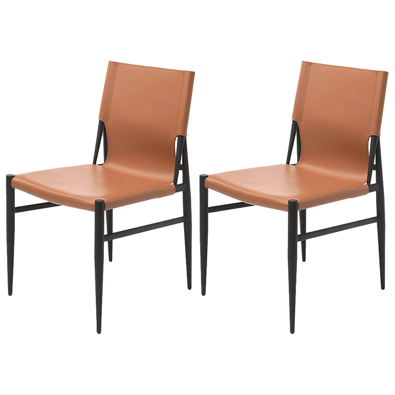 Contemporary Style Leather Dining Chair Solid Back Armless Chairs for Home