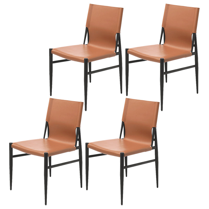 Contemporary Style Leather Dining Chair Solid Back Armless Chairs for Home