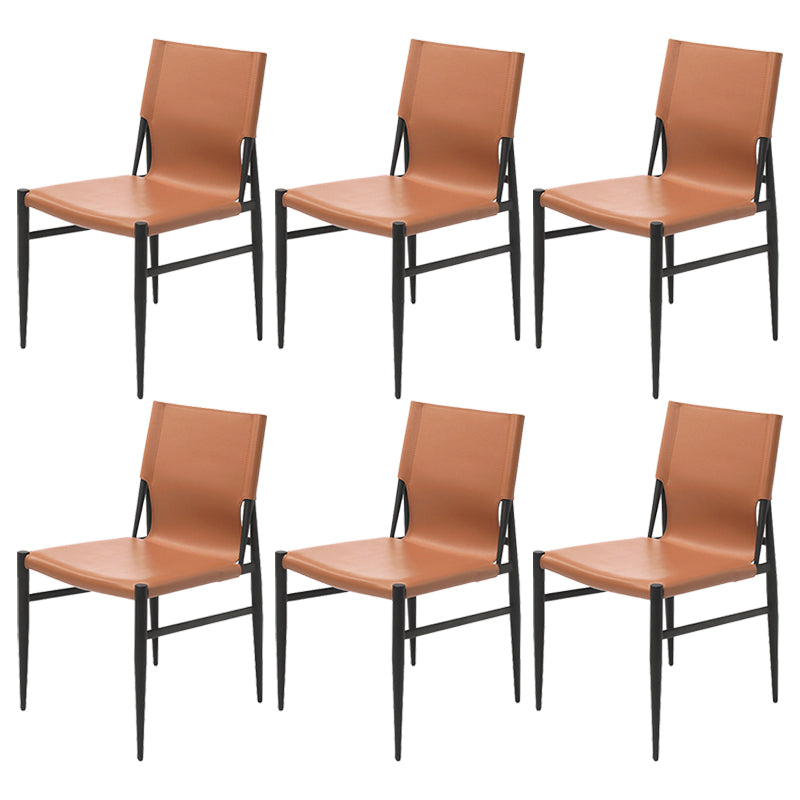 Contemporary Style Leather Dining Chair Solid Back Armless Chairs for Home