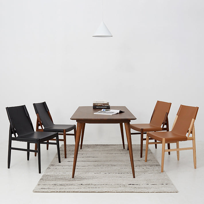 Contemporary Style Leather Dining Chair Solid Back Armless Chairs for Home