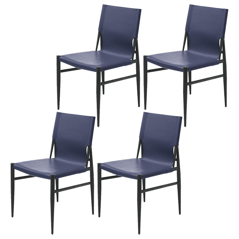 Contemporary Style Leather Dining Chair Solid Back Armless Chairs for Home