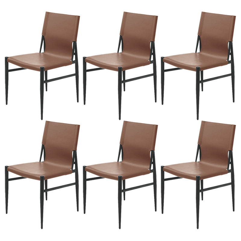 Contemporary Style Leather Dining Chair Solid Back Armless Chairs for Home