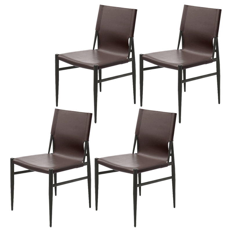 Contemporary Style Leather Dining Chair Solid Back Armless Chairs for Home
