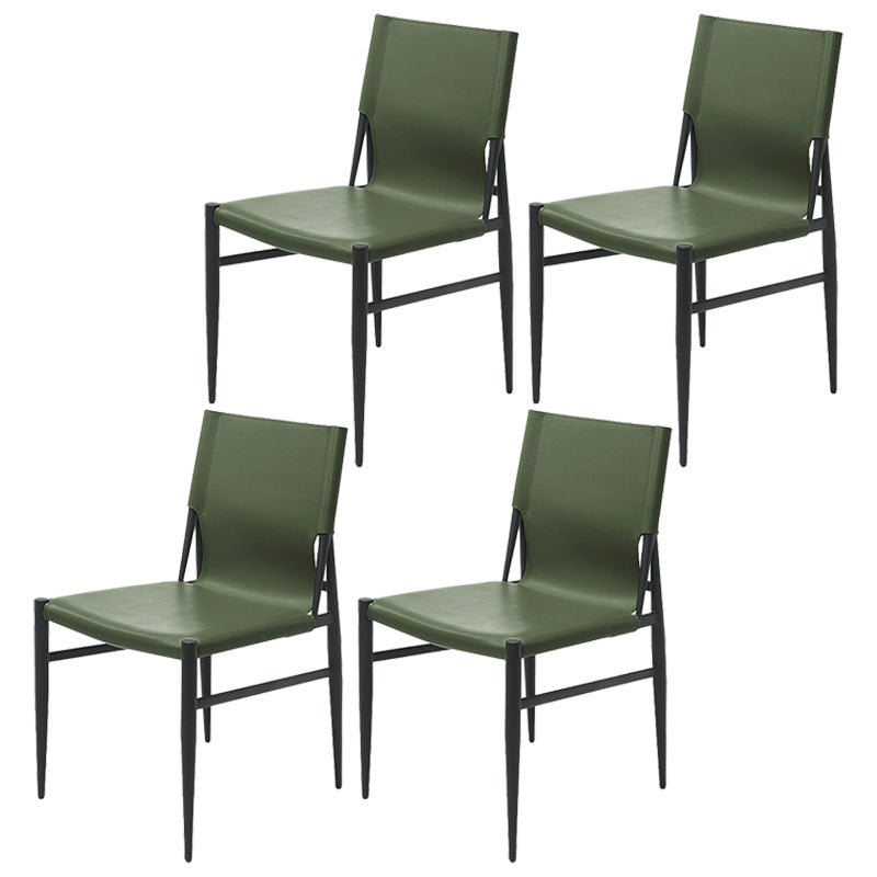 Contemporary Style Leather Dining Chair Solid Back Armless Chairs for Home