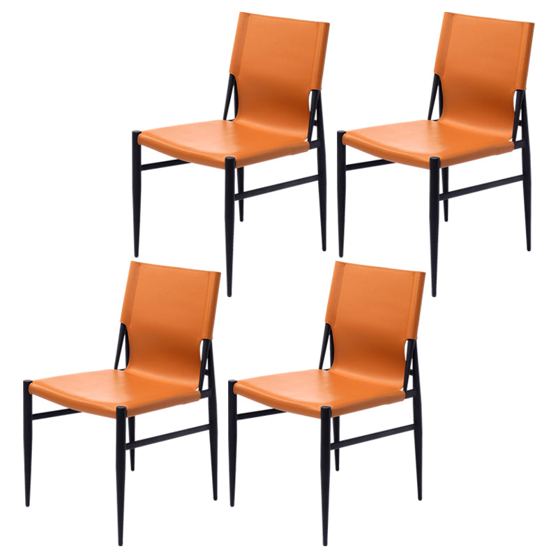 Contemporary Style Leather Dining Chair Solid Back Armless Chairs for Home