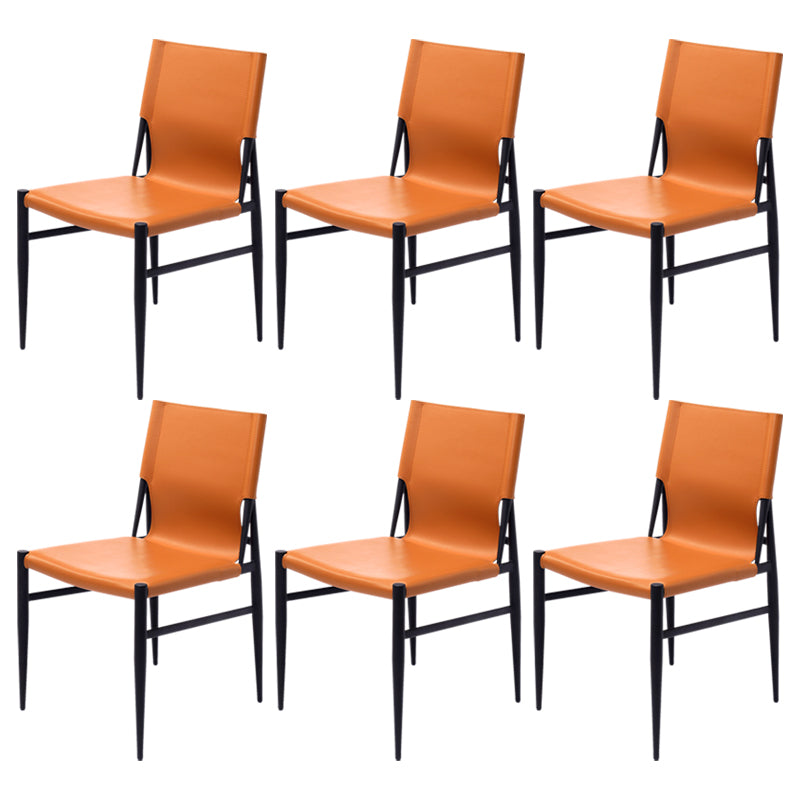 Contemporary Style Leather Dining Chair Solid Back Armless Chairs for Home