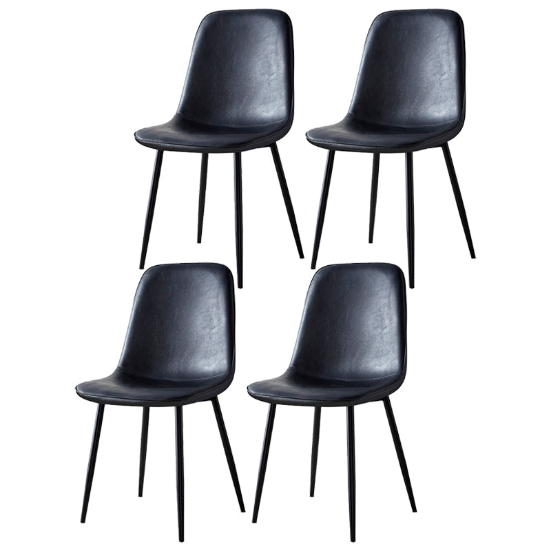 Glam Style Leather Dining Chairs for Kitchen Solid Back Armless Chairs