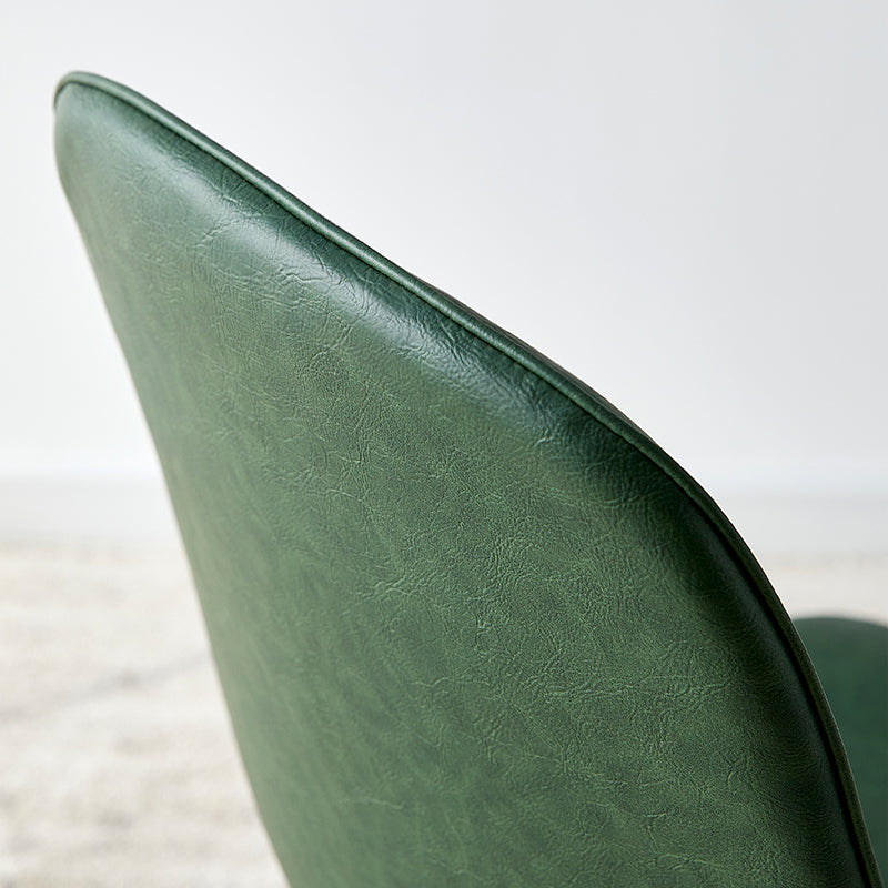 Glam Style Leather Dining Chairs for Kitchen Solid Back Armless Chairs