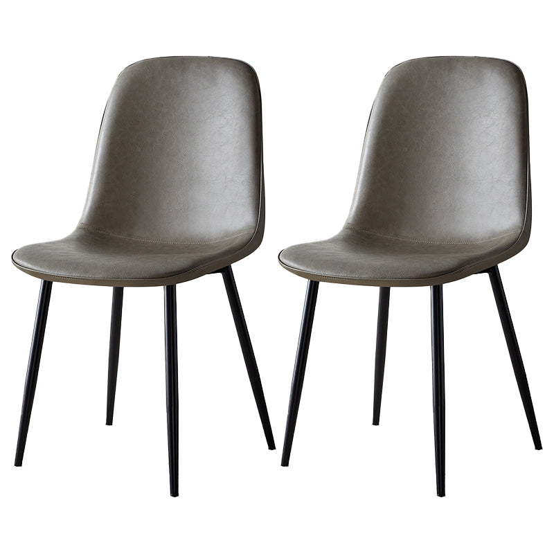 Glam Style Leather Dining Chairs for Kitchen Solid Back Armless Chairs